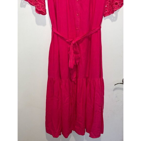 NWT Suncoo Paris Pink Carlota Embroidered  Women's Midi Dress Size 10 ($250) - Picture 5 of 14